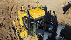 A Teleo kit on the cab of a dozer allows supervised autonomy. A Teleo kit on the cab of a dozer allows supervised autonomy.