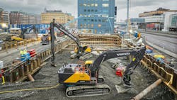 Volvo CE’s 30-ton grid-connected electric excavator formed part of the Electric Worksite tests. Volvo CE’s 30-ton grid-connected electric excavator formed part of the Electric Worksite tests.