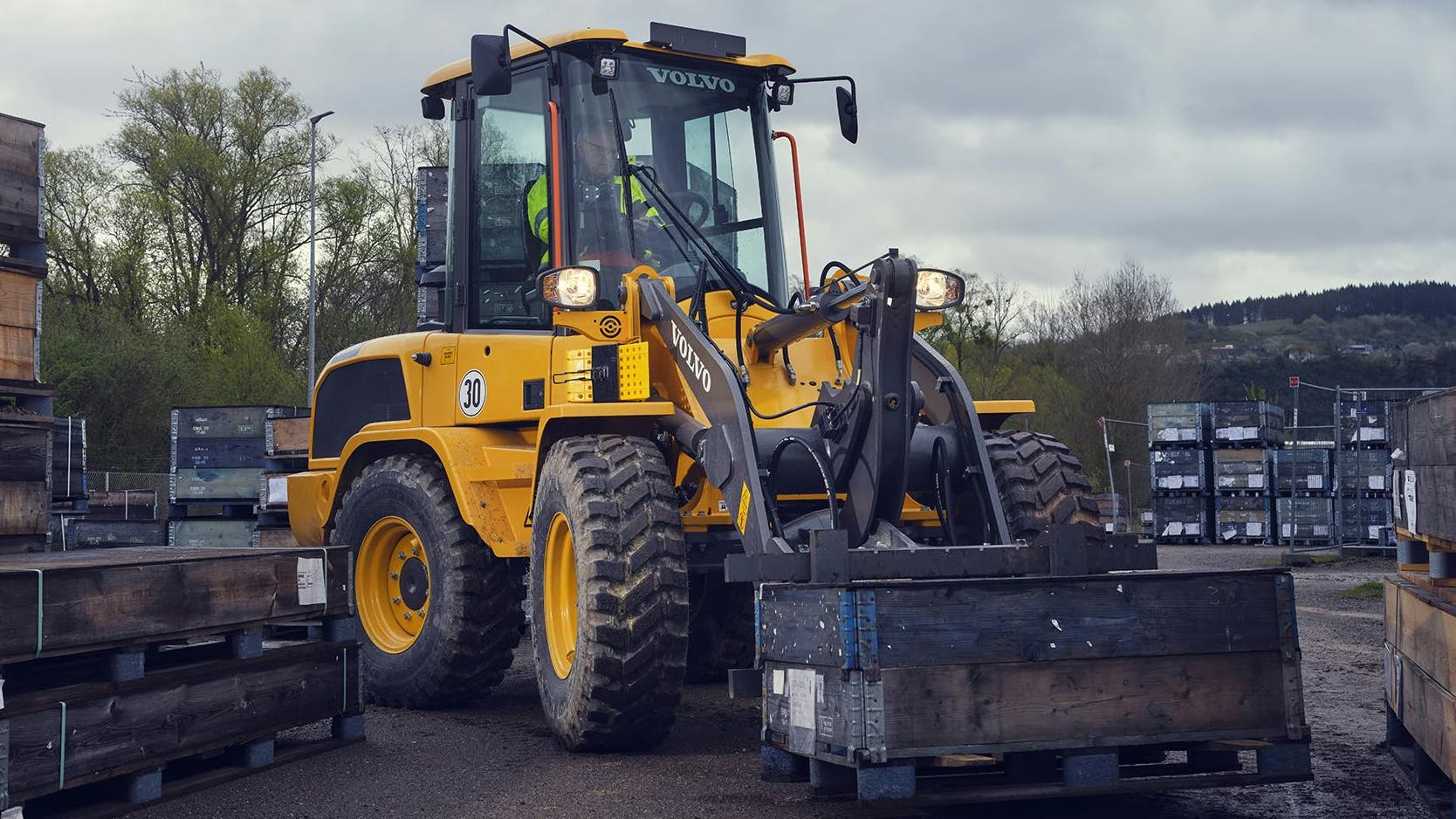 Volvo L30 and L35 wheel loaders have 74-horsepower engines.