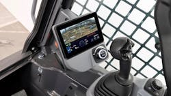 CTL controls are becoming more sophisticated and the more recent players like Kubota (SVL75-3 monitor pictured) are including color monitors on par with the traditional OEMs. Note the jog dial on the lower right of the monitor panel. CTL controls are becoming more sophisticated and the more recent players like Kubota (SVL75-3 monitor pictured) are including color monitors on par with the traditional OEMs. Note the jog dial on the lower right of the monitor panel.