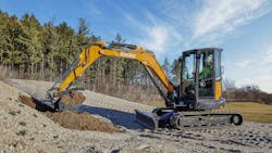 Case CX50D mini excavator has a 59-horsepower engine. Case CX50D mini excavator has a 59-horsepower engine.