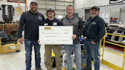 Left to right: Jared Hayes, general manager of Troy's Tech Repair in Mt. Vernon, Illinois, joined David Gordon and SIC Diesel Technology instructor Chris Jones in presenting Caleb Tripp with his scholarship. Left to right: Jared Hayes, general manager of Troy's Tech Repair in Mt. Vernon, Illinois, joined David Gordon and SIC Diesel Technology instructor Chris Jones in presenting Caleb Tripp with his scholarship.