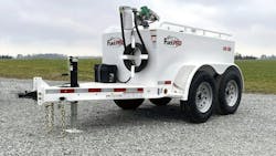 Trailer carries 500 gallons of fuel. Trailer carries 500 gallons of fuel.