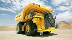 Komatsu 930 battery electric haul truck on site. Komatsu 930 battery electric haul truck on site.