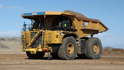 Cat 793 battery electric haul truck on site. Cat 793 battery electric haul truck on site.