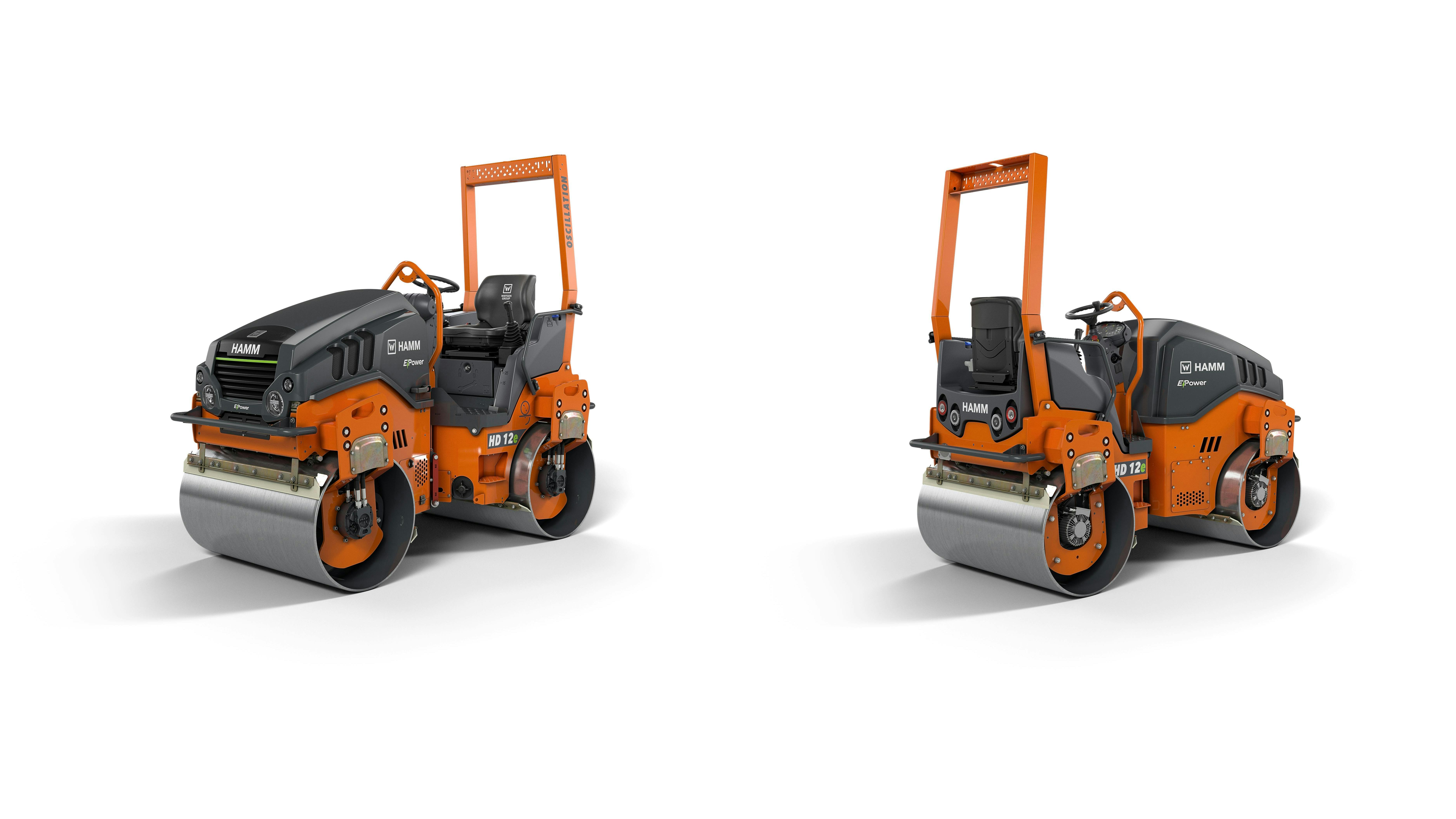 New Hamm rollers are powered by a 48V battery.