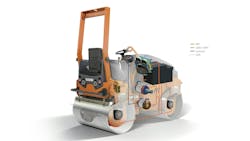 A Li-ion battery provides energy to the e-rollers. The drive, steering, and vibration or oscillation motors are driven by a 48-V network. A Li-ion battery provides energy to the e-rollers. The drive, steering, and vibration or oscillation motors are driven by a 48-V network.