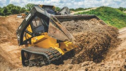 The 108-horsepower 333 P Tier has an operating weight of 12,300 pounds. The 108-horsepower 333 P Tier has an operating weight of 12,300 pounds.