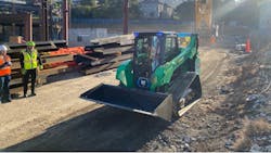 Compact track loader on site at UC Berkley. Compact track loader on site at UC Berkley.