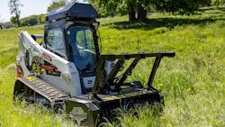 Bobcat CTL with attached rooftop cooler. Bobcat CTL with attached rooftop cooler.