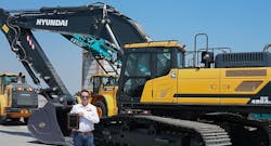 Powerscreen of California President Gary McConn displays the company’s official HD Hyundai Construction Equipment dealership plaque. Powerscreen of California President Gary McConn displays the company’s official HD Hyundai Construction Equipment dealership plaque.