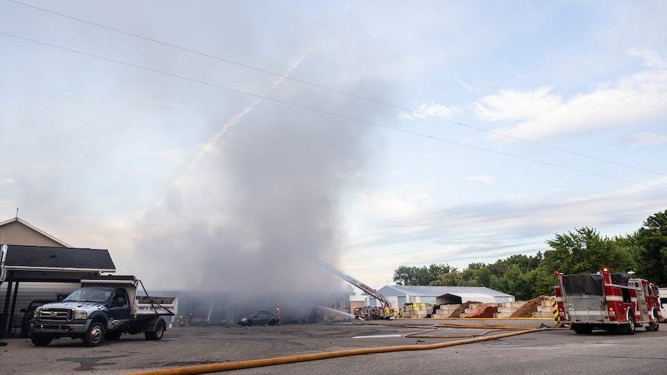 The affected building housed truck tires and other equipment.