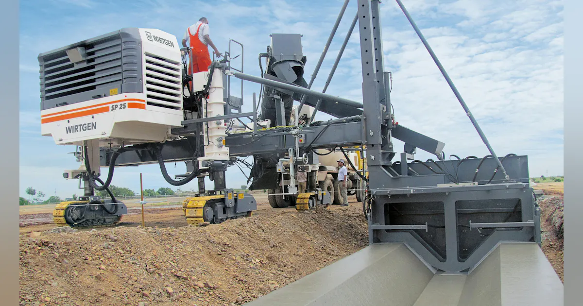 Offset Paving Uses Stringless Control | Construction Equipment