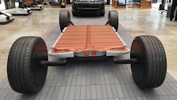 GM’s Ultium platform includes a rectangular battery pack under a vehicle’s floor. This single-tier pack is for the Chevy Equinox EV. Silverado EV has a second tier of lithium-ion cells for more power and range; capacity is 200-plus kilowatt-hours. It operates at 400v and can switch to a series connection to allow faster 800v charging. GM’s Ultium platform includes a rectangular battery pack under a vehicle’s floor. This single-tier pack is for the Chevy Equinox EV. Silverado EV has a second tier of lithium-ion cells for more power and range; capacity is 200-plus kilowatt-hours. It operates at 400v and can switch to a series connection to allow faster 800v charging.