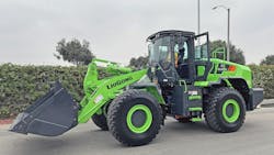 LiuGong has become the first OEM to offer a large battery-electric wheel loader for sale in North America. This one was purchased by the Sanitation Districts of Los Angeles County. LiuGong has become the first OEM to offer a large battery-electric wheel loader for sale in North America. This one was purchased by the Sanitation Districts of Los Angeles County.