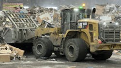 A Cat loader running on renewable diesel in an L.A. County Sanitation Districts facility. A Cat loader running on renewable diesel in an L.A. County Sanitation Districts facility.