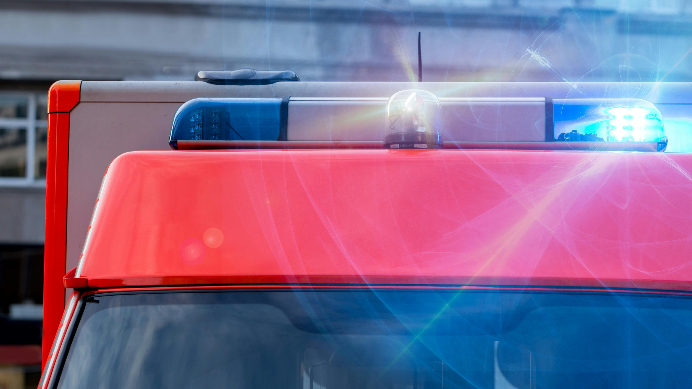 Ambulance with flashing lights