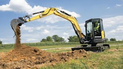 New Holland E70D excavator can dig to 13 feet 4 inches. New Holland E70D excavator can dig to 13 feet 4 inches.