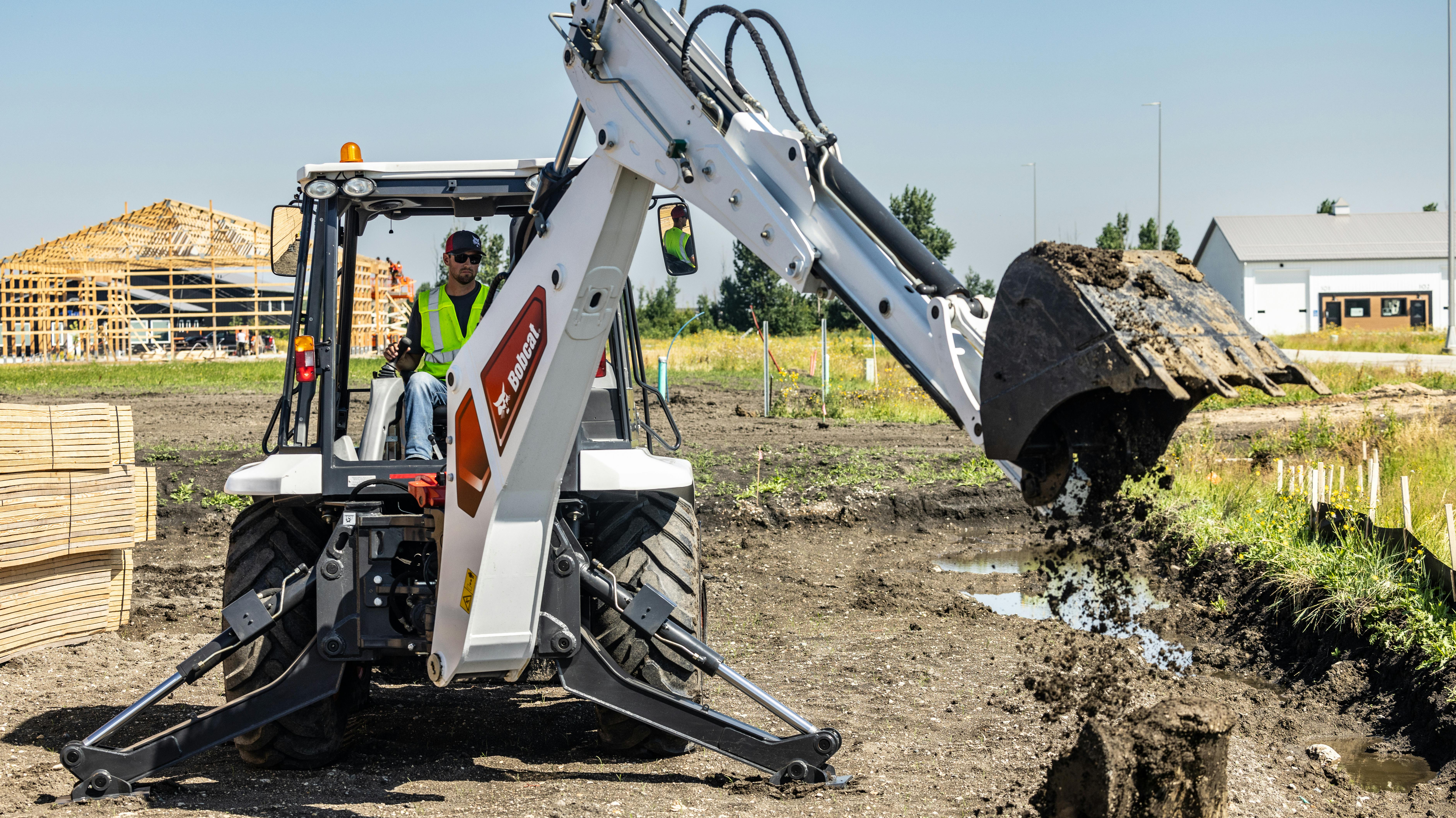Bobcat B760 backhoe loader has a maximum dig depth of 18 feet 5 inches.