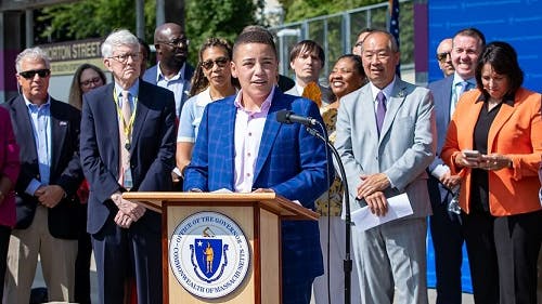 Monica Tibbits-Nutt presenting funding at event. Photo by MassDOT.