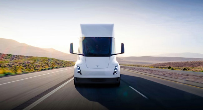 Stock photo of a Tesla Semi truck.