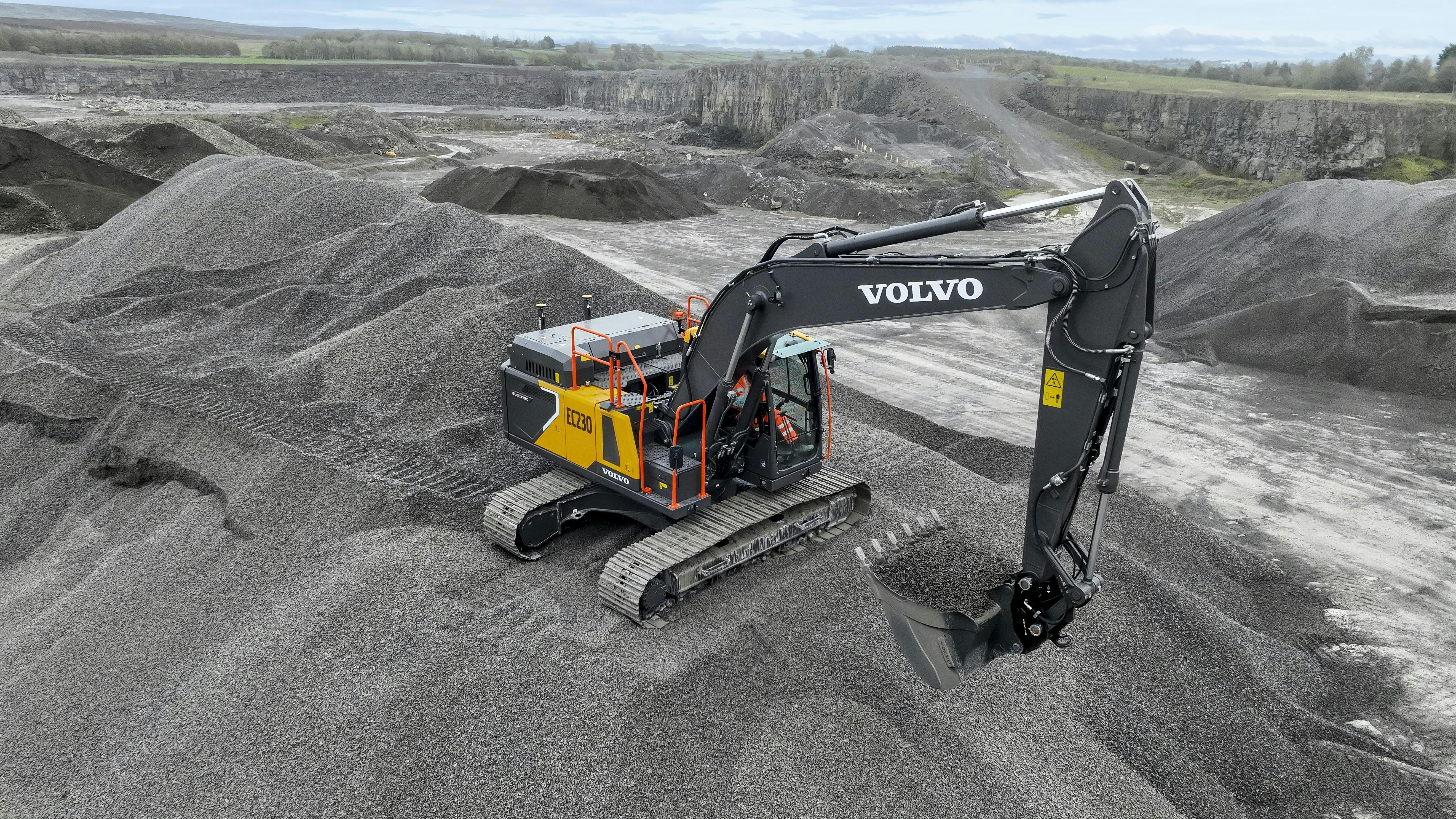 Volvo EC230 Electric excavator has a run time of seven to eight hours, depending on application.