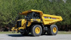 Komatsu HD605-10 is a 70-ton haul truck. Komatsu HD605-10 is a 70-ton haul truck.
