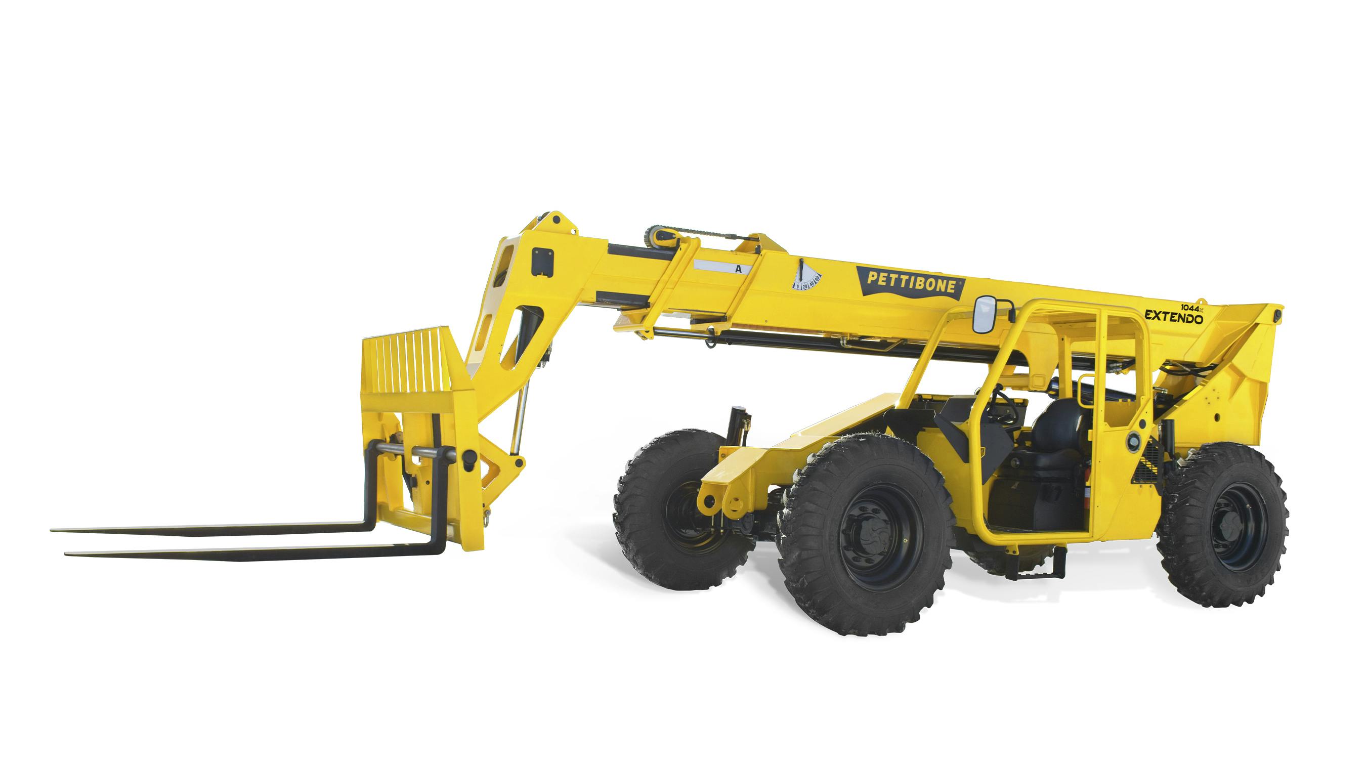 Pettibone Extendo 1044X telehandler has forward reach of 30 feet.