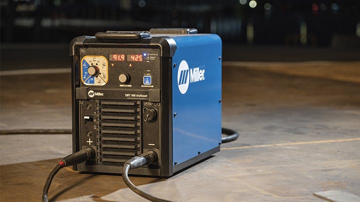 The XMT 400 welder has a rating of 400 amps at 60% duty cycle.
