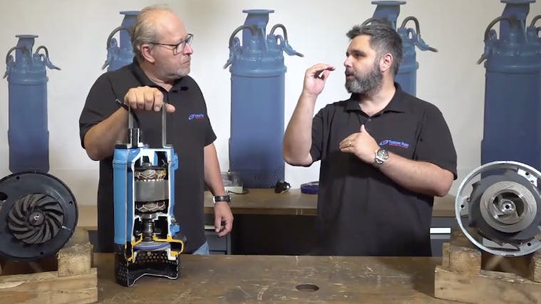 Still shot from one of the videos in the series on operating and maintaining water pumps.