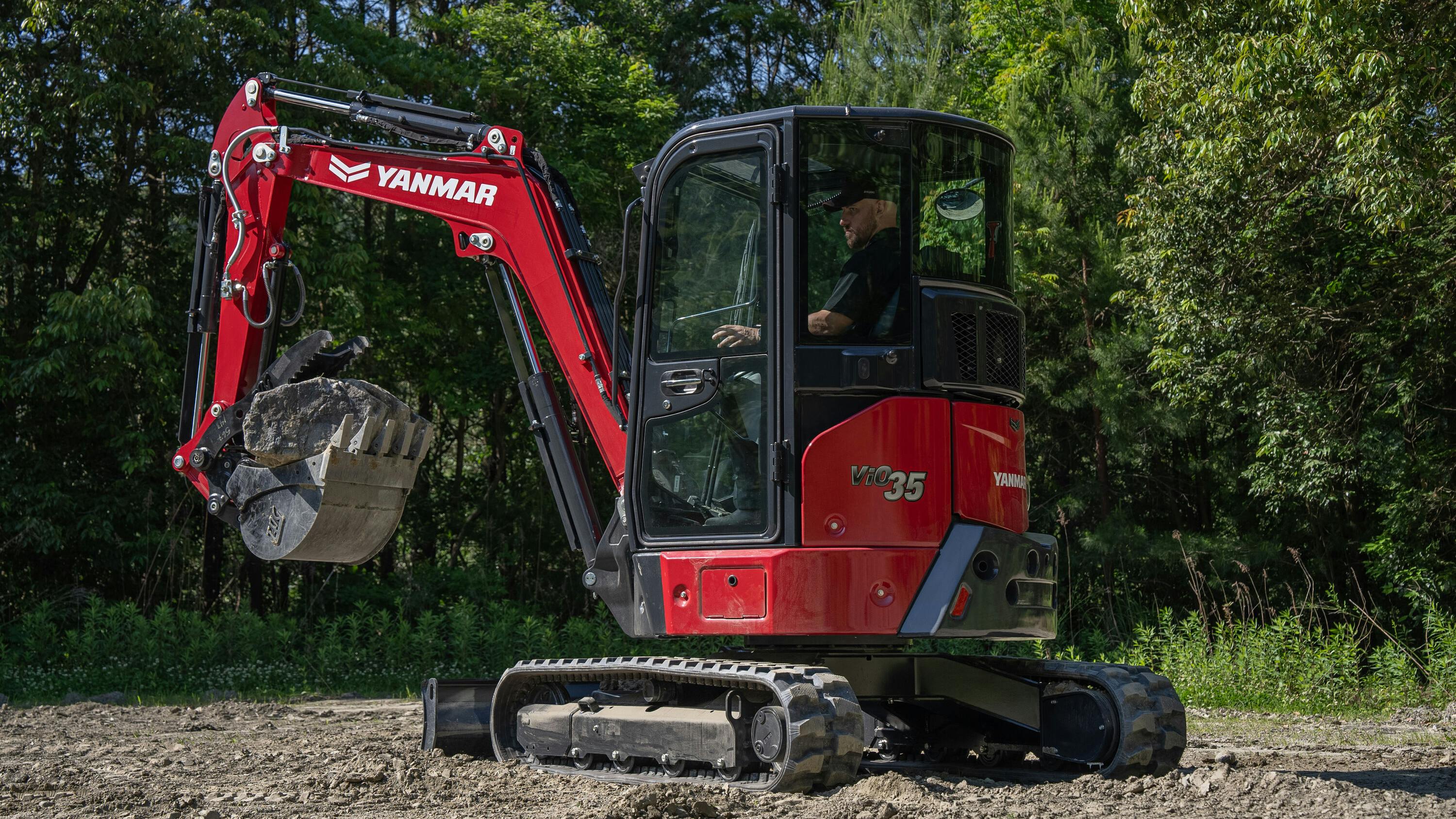 Lift height on the Yanmar ViO35-7 excavator is 16 feet 11 inches.