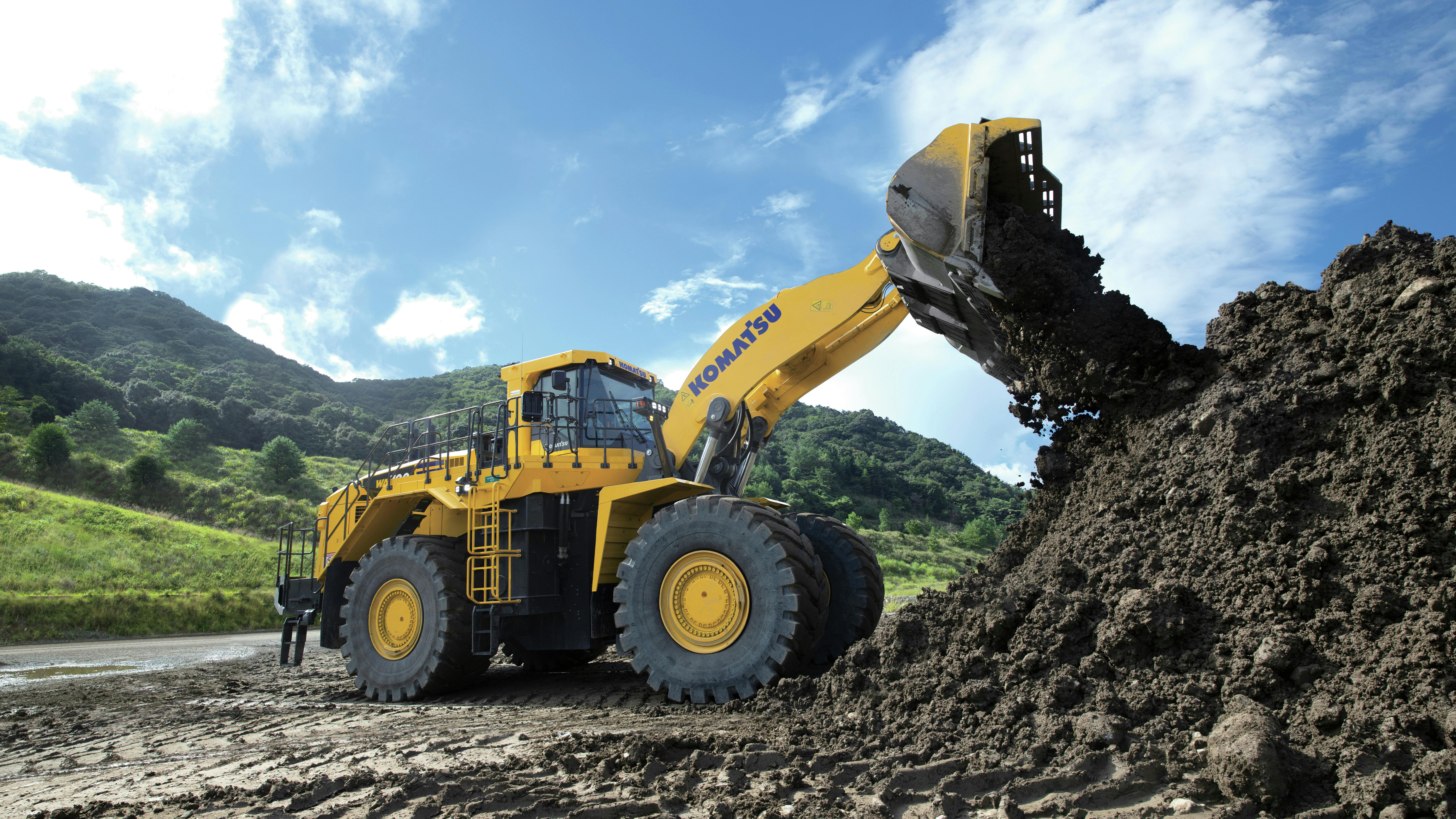 The WA700-8 wheel loader has a 12-cubic-yard bucket.