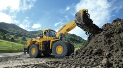 The WA700-8 wheel loader has a 12-cubic-yard bucket. The WA700-8 wheel loader has a 12-cubic-yard bucket.