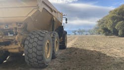 Well-worn tracks testify to the accuracy of the autonomous system on the Deere 460 articulated dump truck. Well-worn tracks testify to the accuracy of the autonomous system on the Deere 460 articulated dump truck.