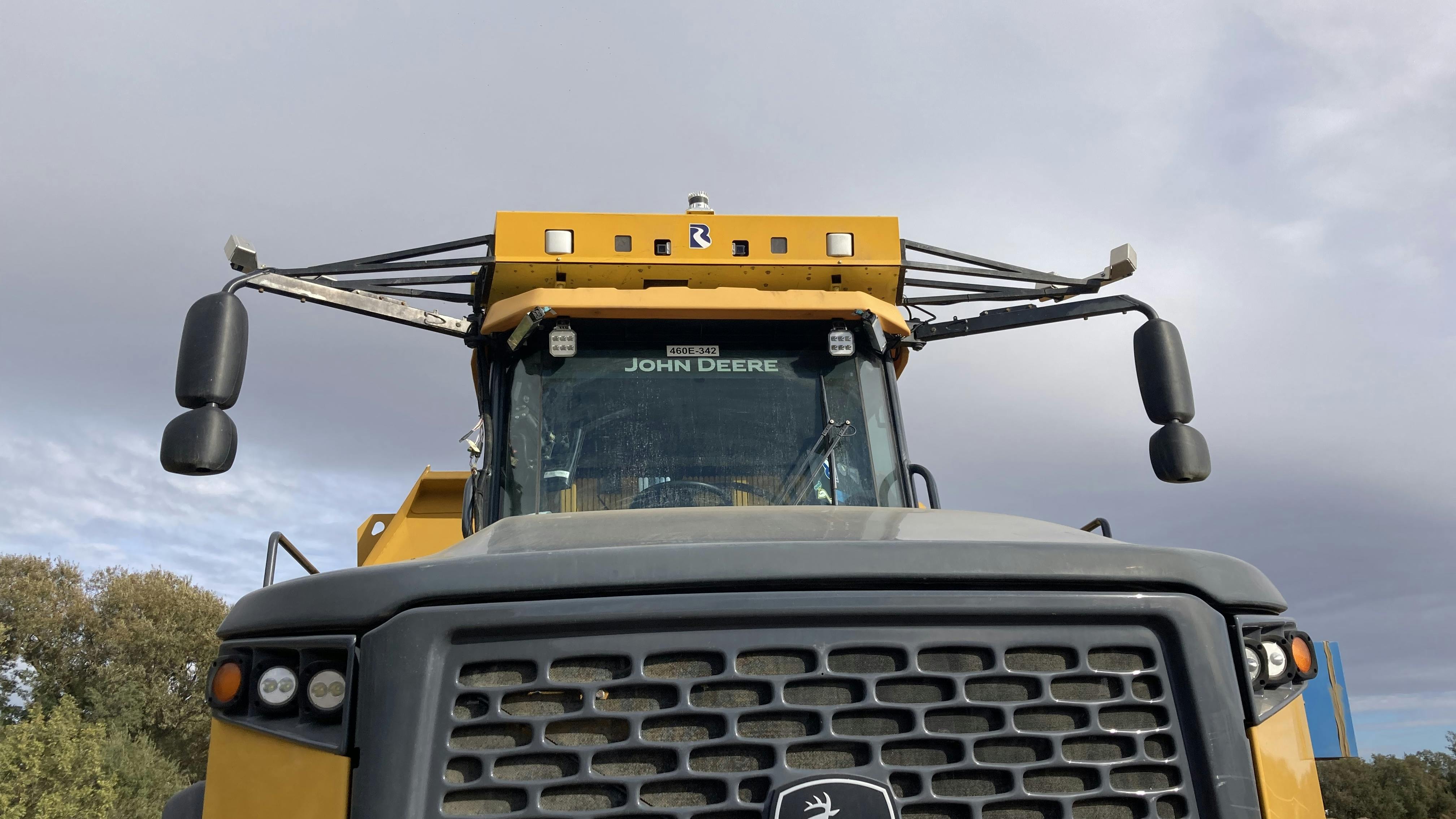 Central to the second generation autonomous system is an array of cameras mounted around the cab and behind the machine.