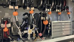 The lube truck's hose reel compartment. The lube truck's hose reel compartment.