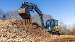 The Hyundai HX90A excavator has a maximum dig reach of 23 feet 3 inches. The Hyundai HX90A excavator has a maximum dig reach of 23 feet 3 inches.