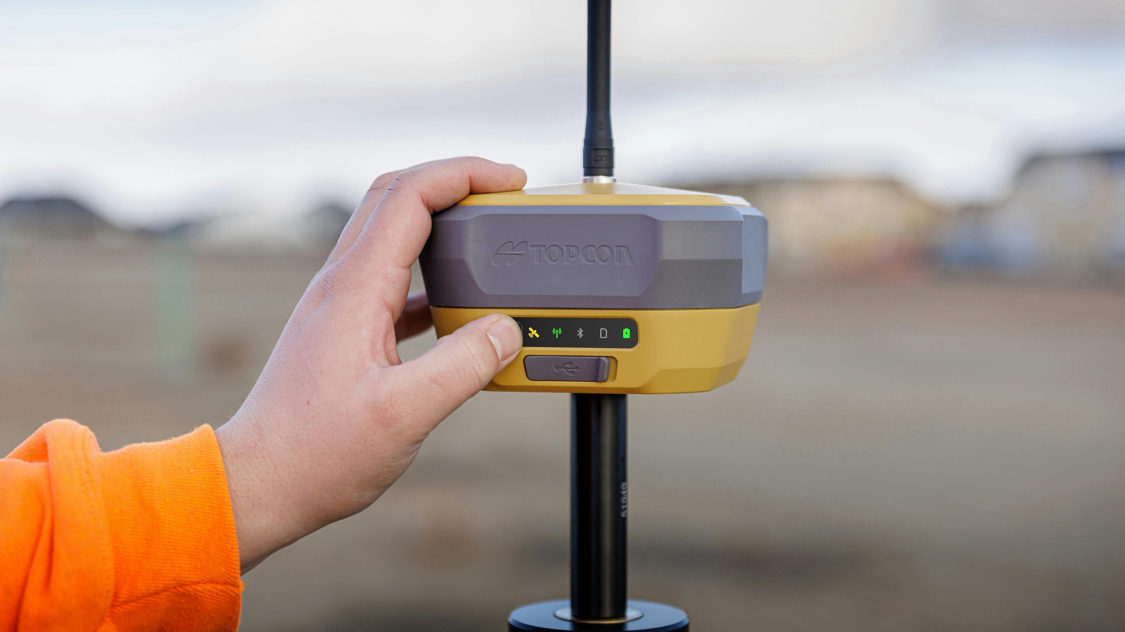 The Hiper XR receiver can be used as a base or rover.