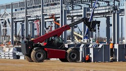 Avoid operating telehandlers on uneven or unstable ground. Be cautious of soft soil, slopes, and trenches that may compromise stability. Avoid operating telehandlers on uneven or unstable ground. Be cautious of soft soil, slopes, and trenches that may compromise stability.