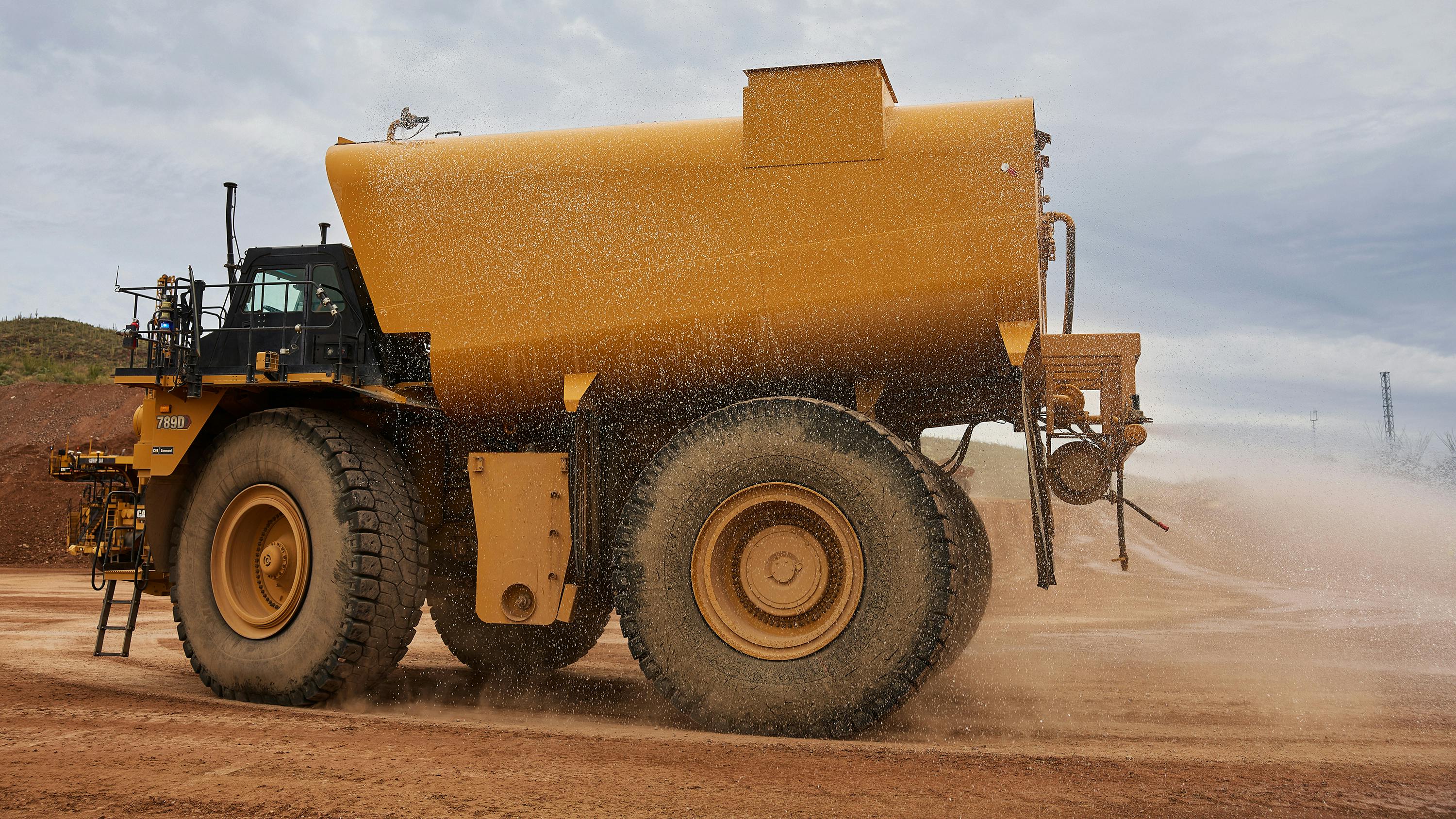 Cat 789D water truck holds 44,000 gallons.