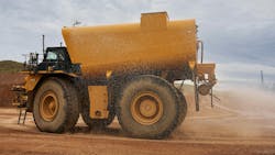 Cat 789D water truck holds 44,000 gallons. Cat 789D water truck holds 44,000 gallons.