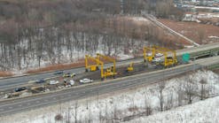 Interstate 481 over the CSX rail yard in DeWitt is being widened as part of the I-81 viaduct project. Two gantry cranes will carry steel beams into place between existing bridges. Wednesday, February 26, 2025. N. Scott Trimble | strimble@syracuse.com Interstate 481 over the CSX rail yard in DeWitt is being widened as part of the I-81 viaduct project. Two gantry cranes will carry steel beams into place between existing bridges. Wednesday, February 26, 2025. N. Scott Trimble | strimble@syracuse.com