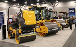 Volvo displayed its compactor lineup at World of Asphalt 2025 in St. Louis. Volvo displayed its compactor lineup at World of Asphalt 2025 in St. Louis.