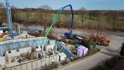 Putzmeister electric concrete pump and pump 65 cubic yards on a charge. Putzmeister electric concrete pump and pump 65 cubic yards on a charge.