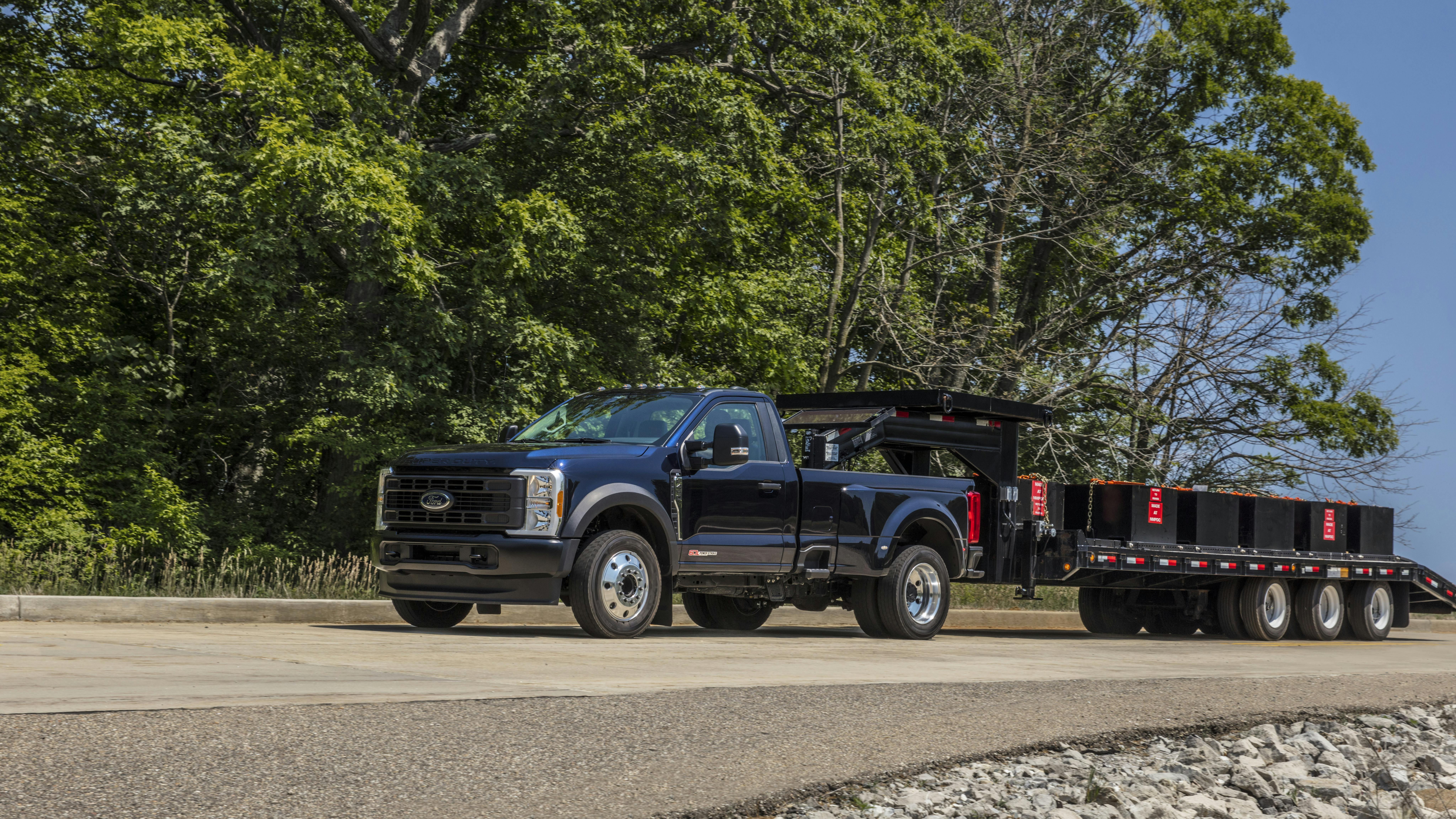 Ford&rsquo;s Super Duty trucks include the F-450 pickup whose main emphasis is on heavy towing. F-series pickup and cab-chassis models from Classes 1 to 7 claim perennial high sales. Ford offers gasoline, diesel, electric and hybrid gasoline-electric powertrains in various models.
