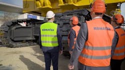 Komatsu Germany Mining Division worked with SMS Equipment and Suncor to design the excavator. Komatsu Germany Mining Division worked with SMS Equipment and Suncor to design the excavator.