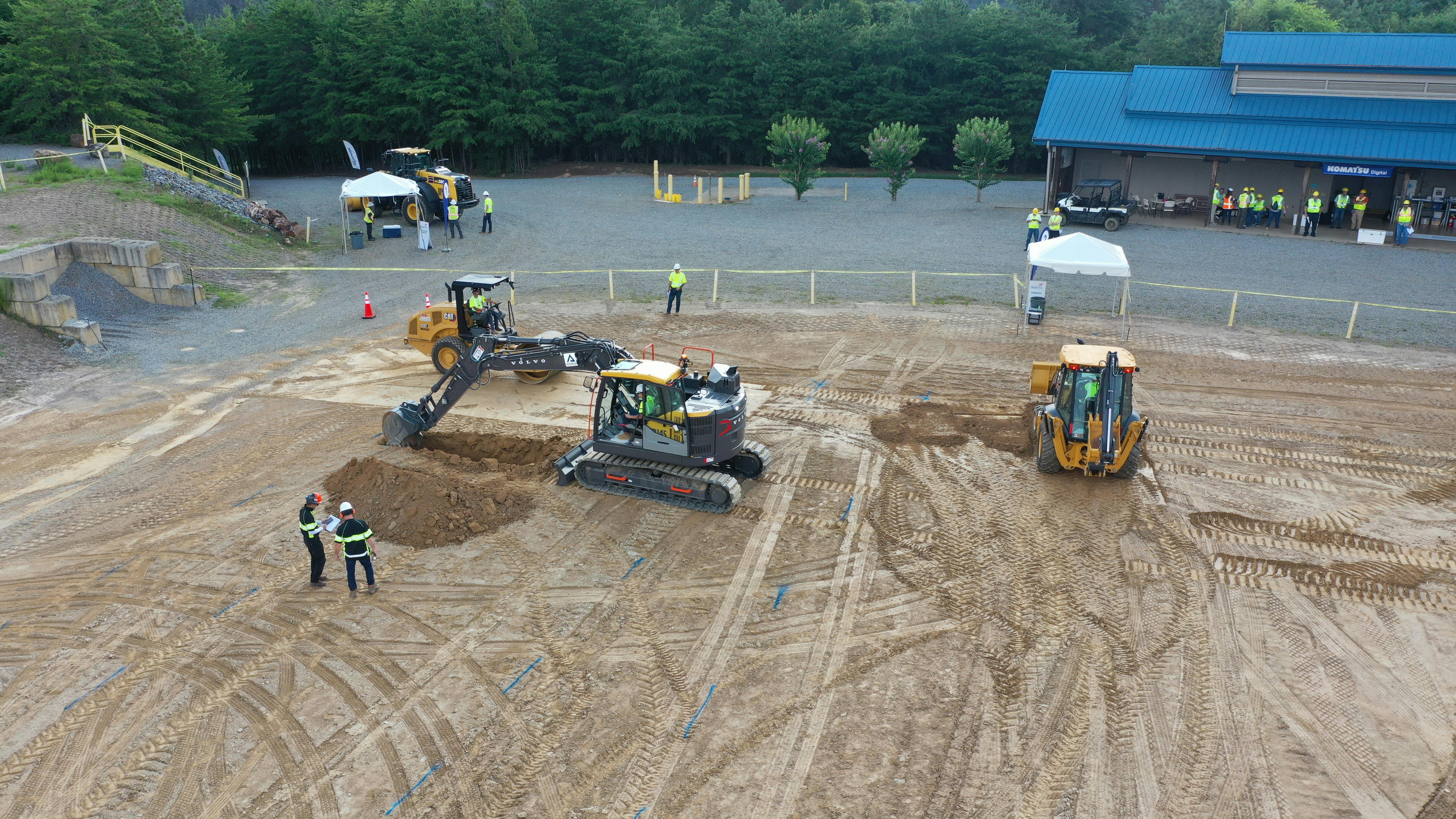 In-the-dirt challenges were held at Komatsu's customer center in Cartersville, Georgia.