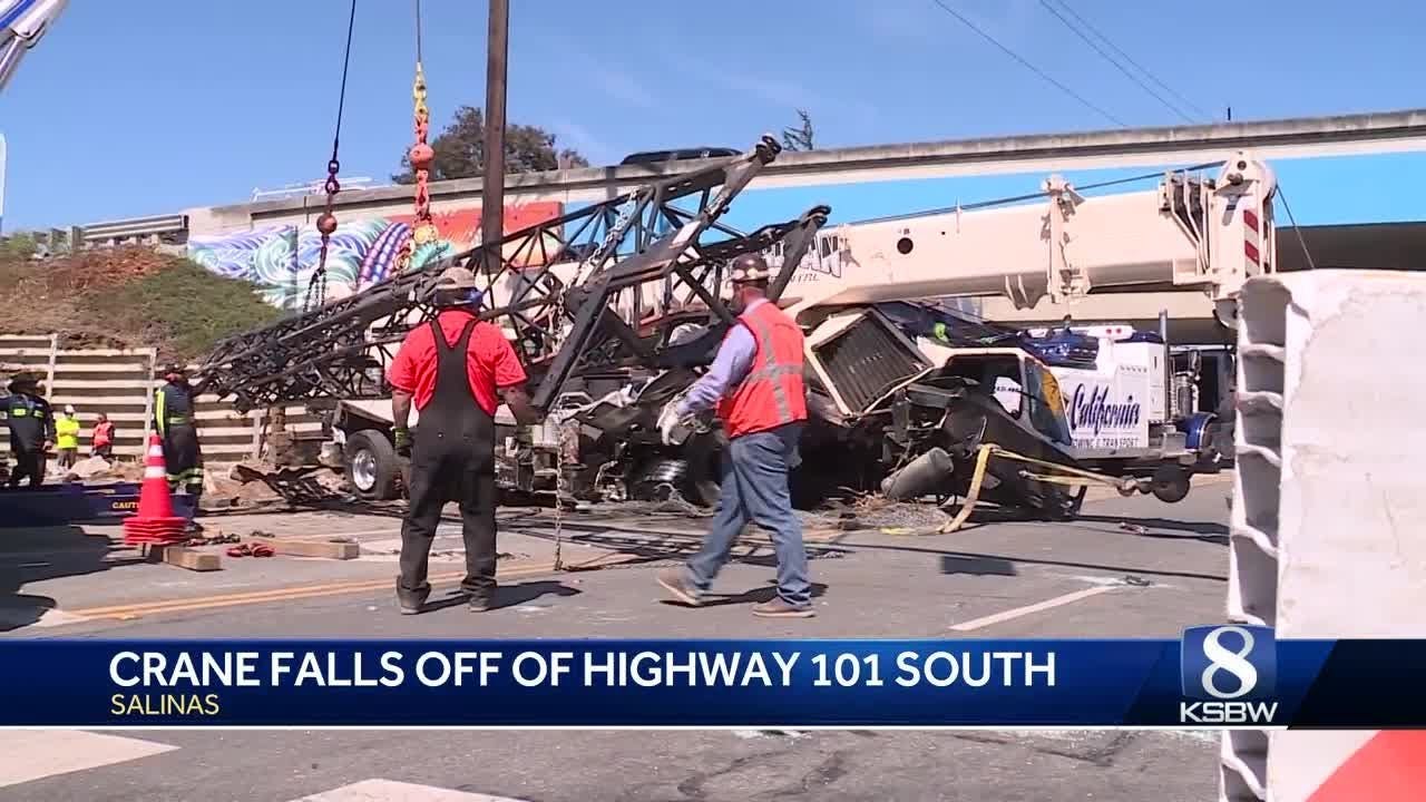 Crane crash in Salinas leaves driver seriously injured after landing on another car