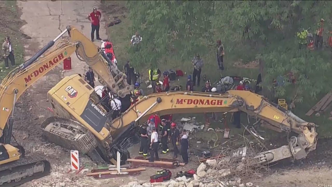 Crews pull vicitm to safety after excavator overturns on Oak Forest construction site