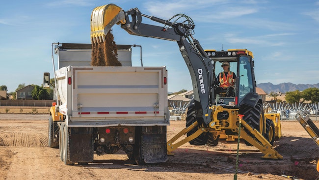 John Deere offers five backhoe models, from the 310 G Tier to the 710 P Tier. The 68-horsepower 310 G Tier is a budget-friendly machine ideal for rental houses and owner-operators. It has a basic operator station and 4-speed synchromesh transmission. The 710 P Tier has 110 horsepower and PowerShift transmission with five forward and three reverse gears.